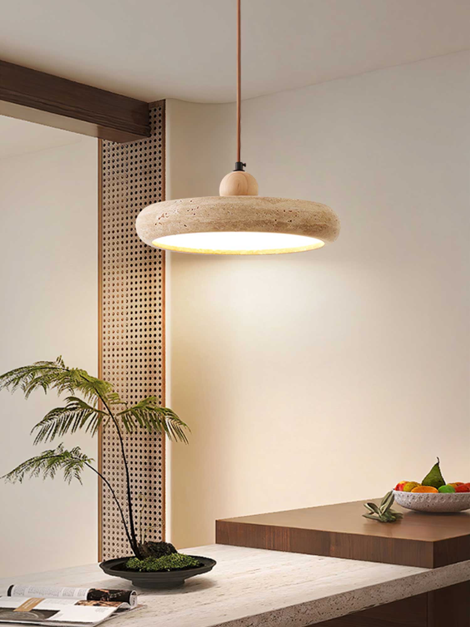 Zesolor Minimalist Travertine Pendant Light - Neutralighting
