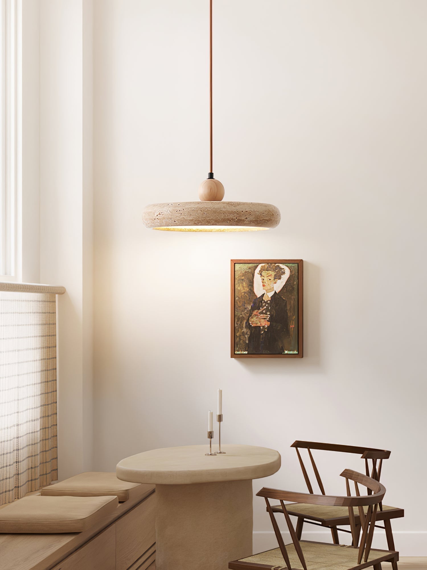Zesolor Minimalist Travertine Pendant Light - Neutralighting