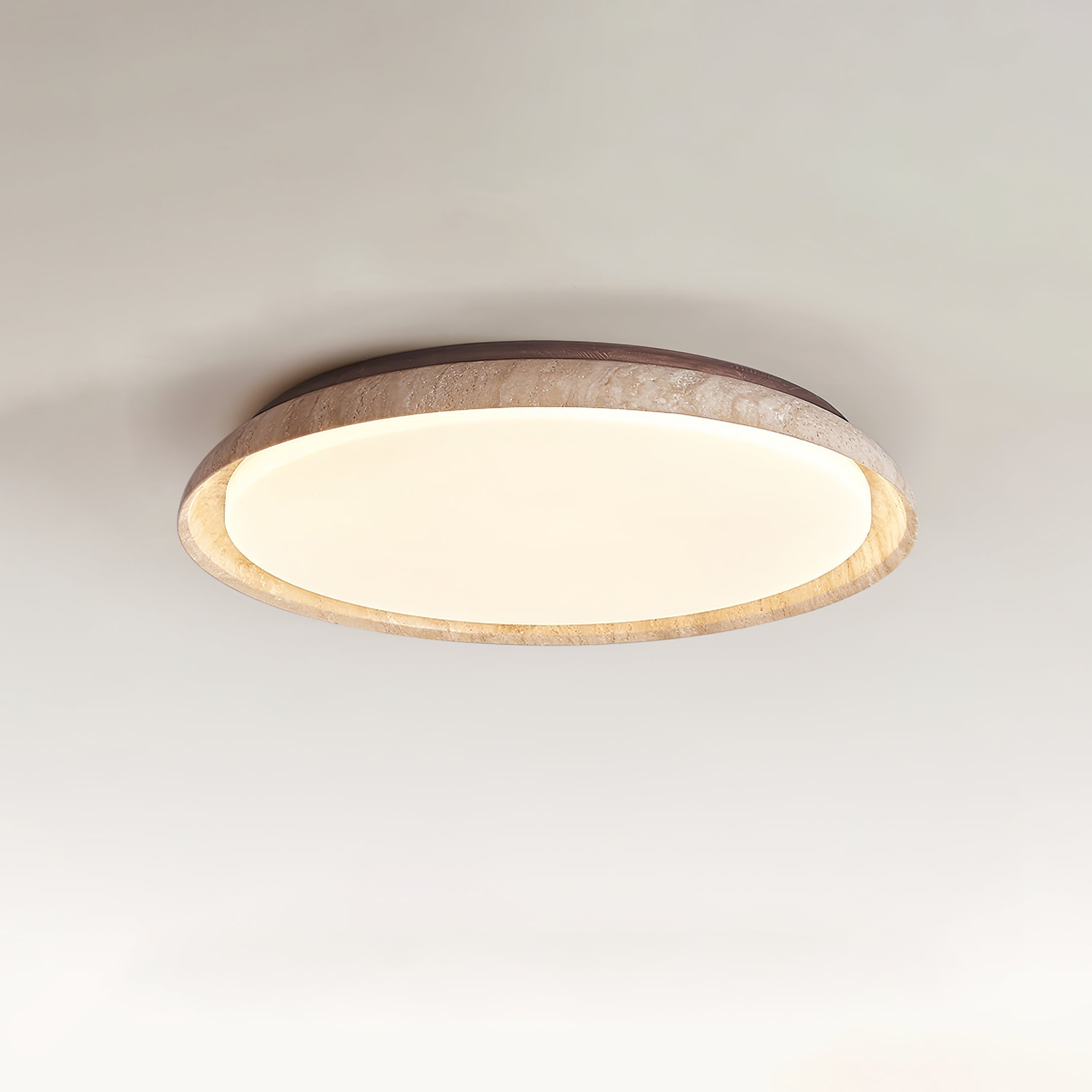 Elvinila Ring-Rim Travertine Ceiling Light - Neutralighting