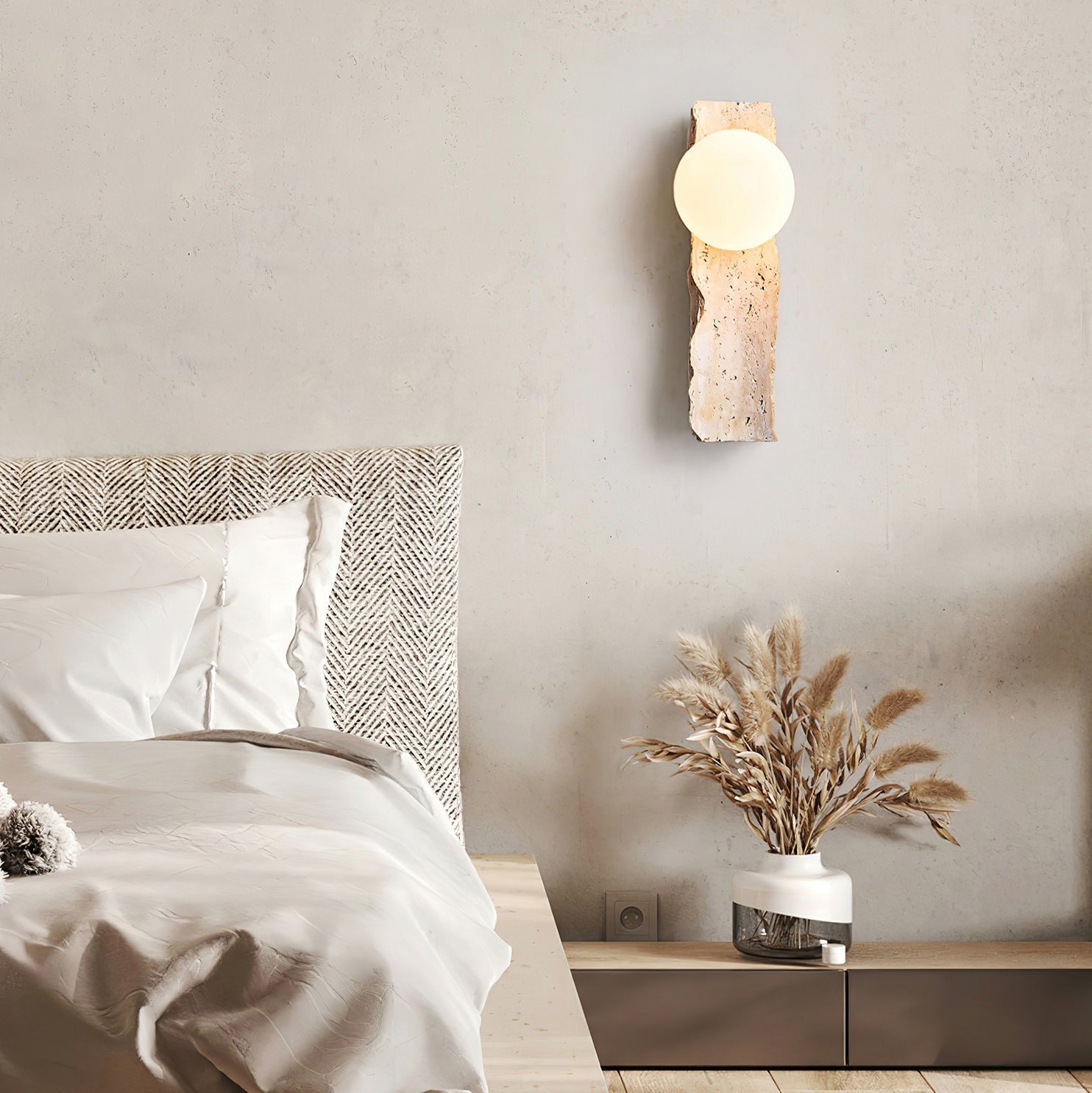 Aureum Modern Minimalist Glass Travertine Wall Lamp - Letslighting