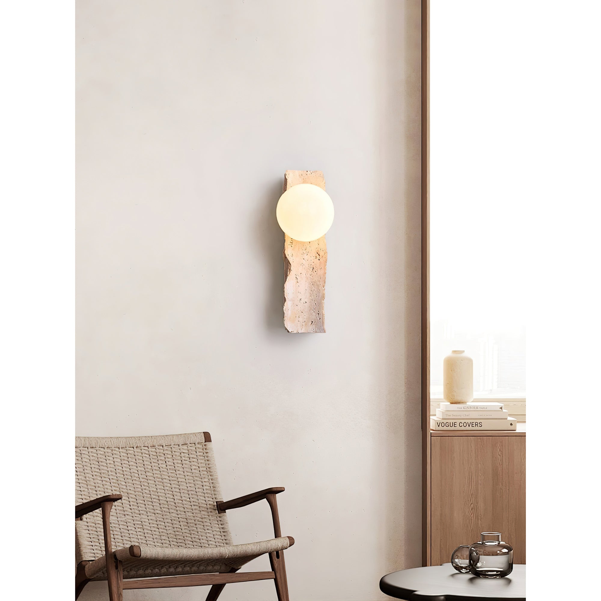 Aureum Modern Minimalist Glass Travertine Wall Lamp - Letslighting