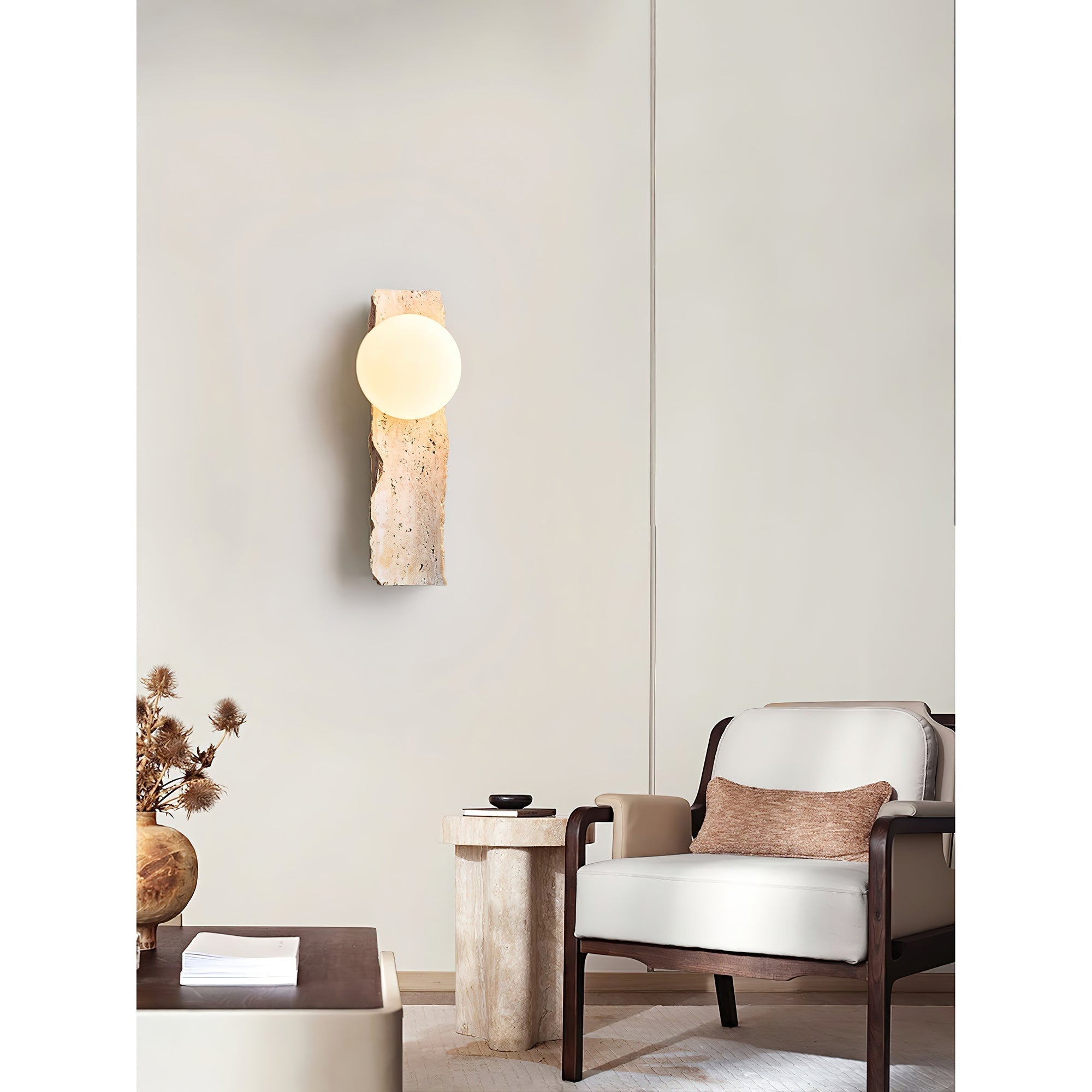 Aureum Modern Minimalist Glass Travertine Wall Lamp - Letslighting