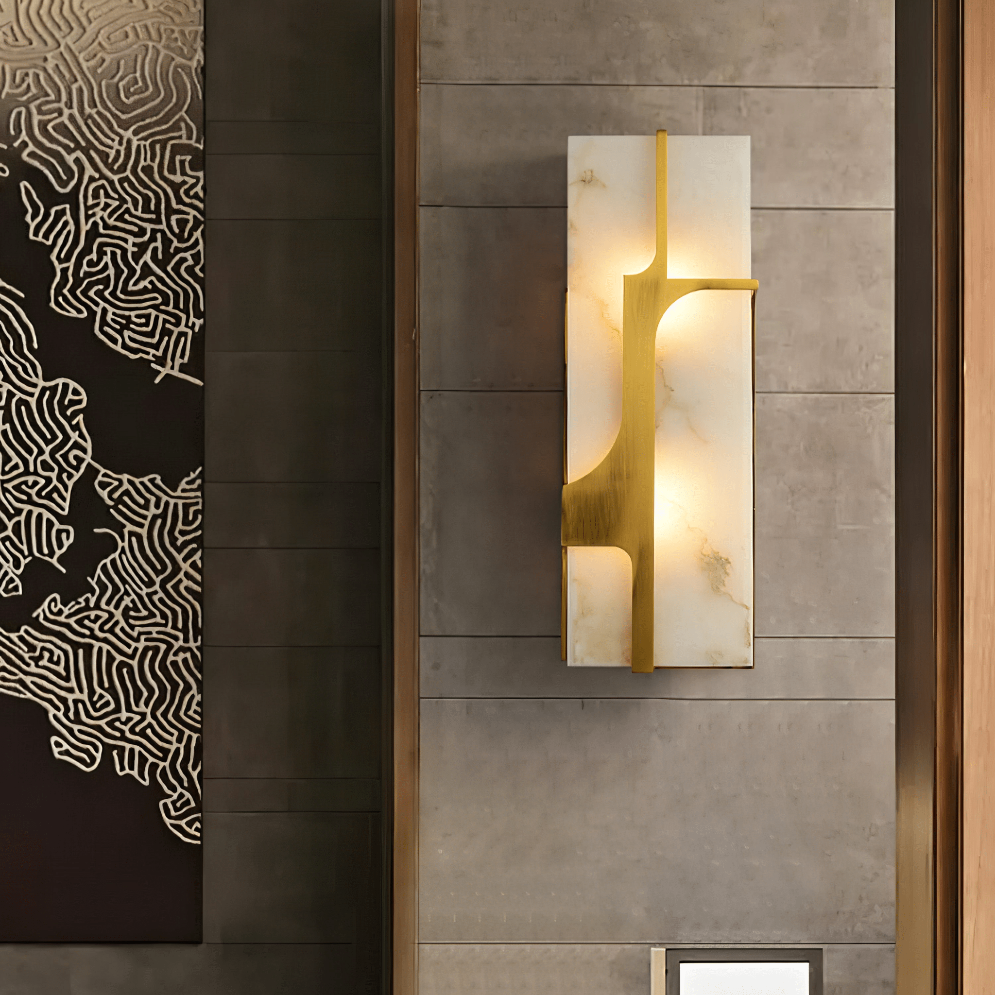 Ocarionis Geometric Alabaster Wall Light - Neutralighting