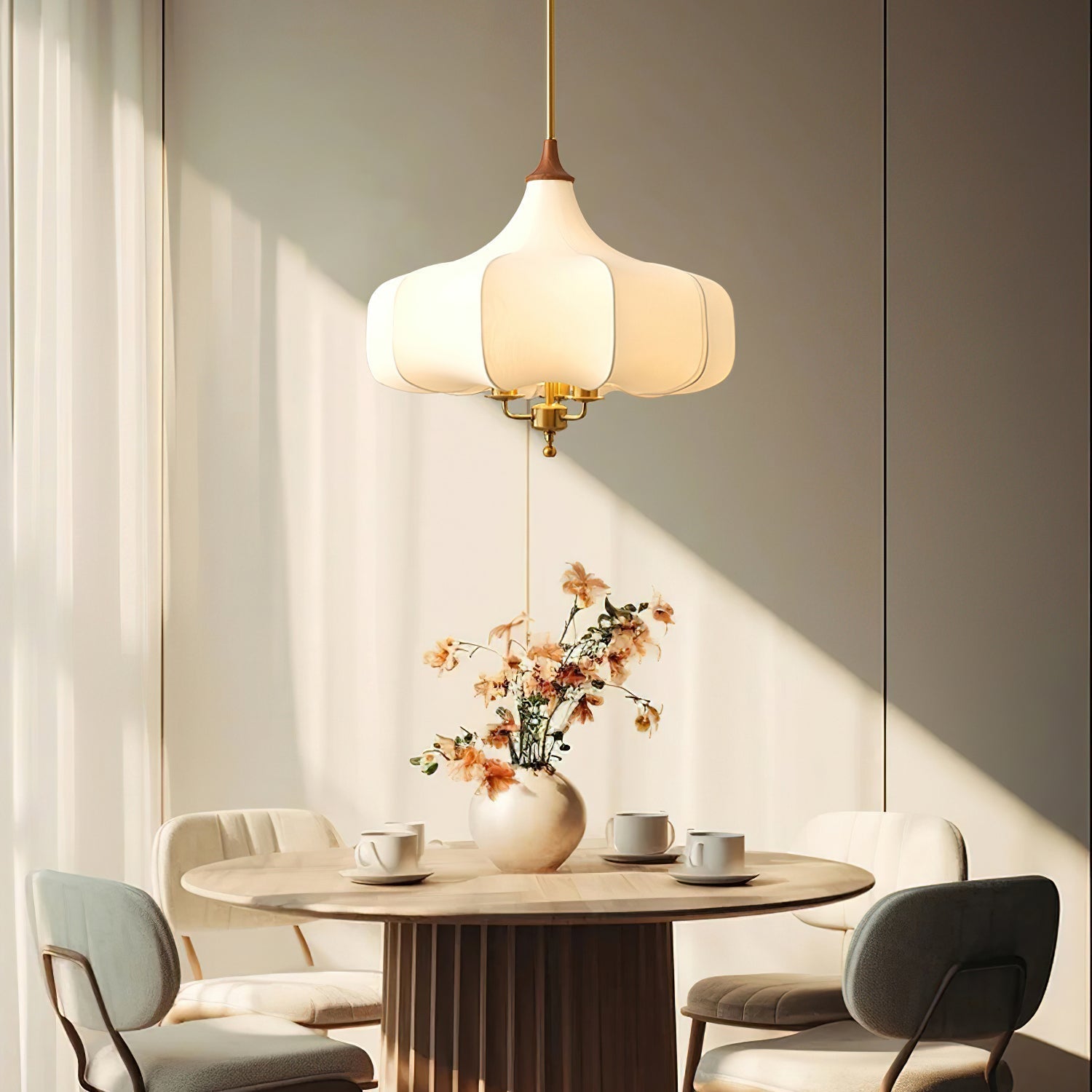 Fioren Stoff & Holz Pendelleuchte-Letslighting