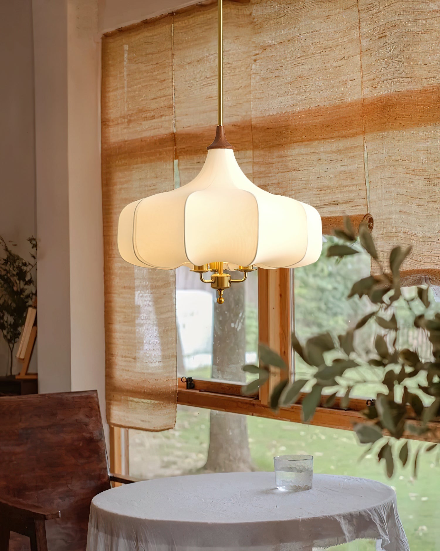 Fioren Stoff & Holz Pendelleuchte-Letslighting