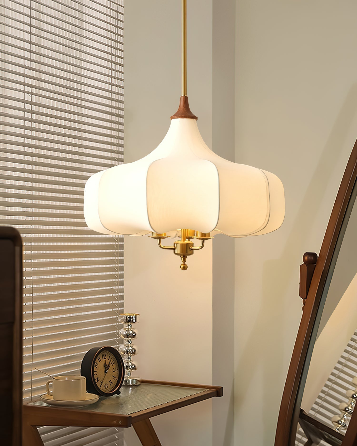 Fioren Stoff & Holz Pendelleuchte-Letslighting