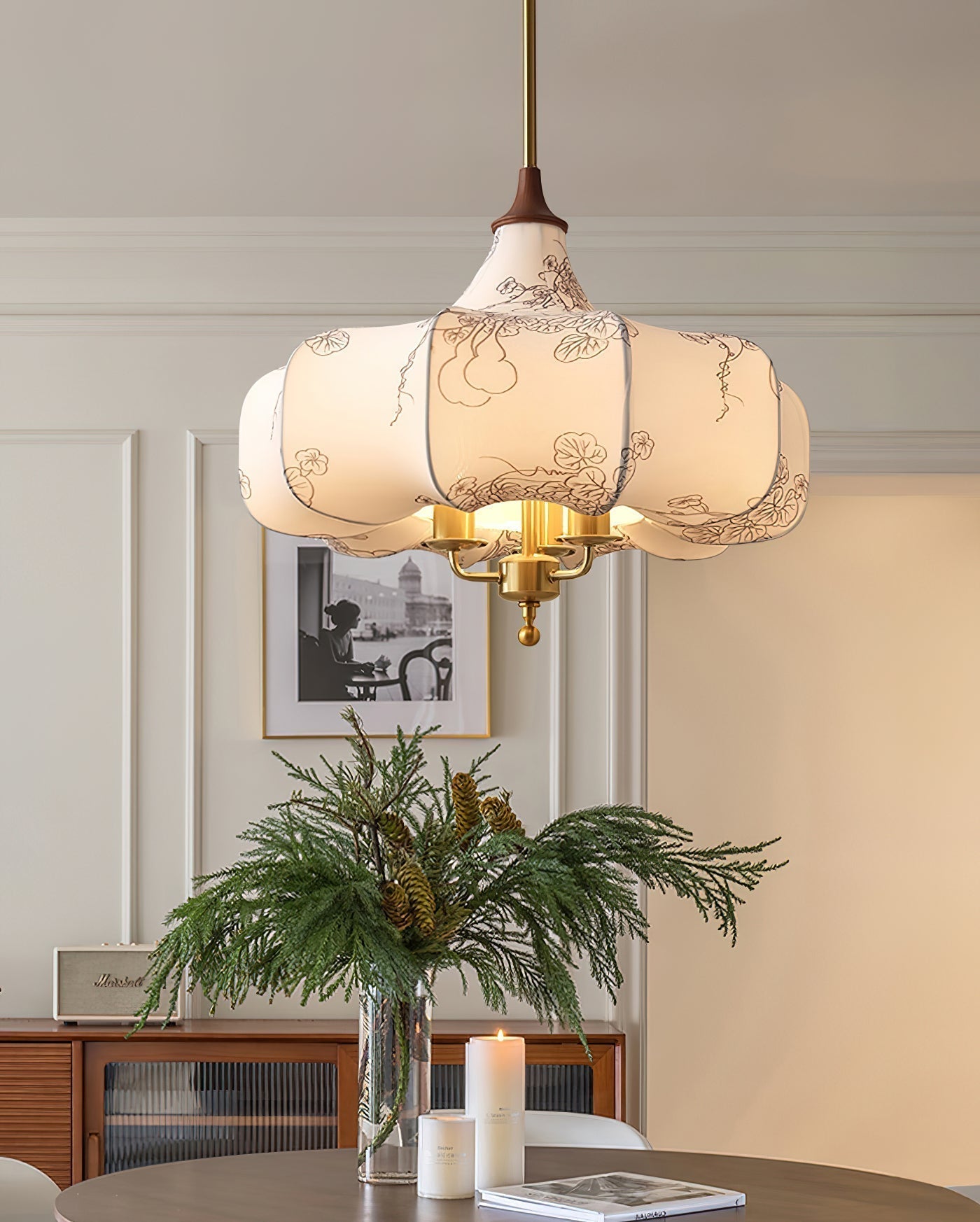 Fioren Stoff & Holz Pendelleuchte-Letslighting