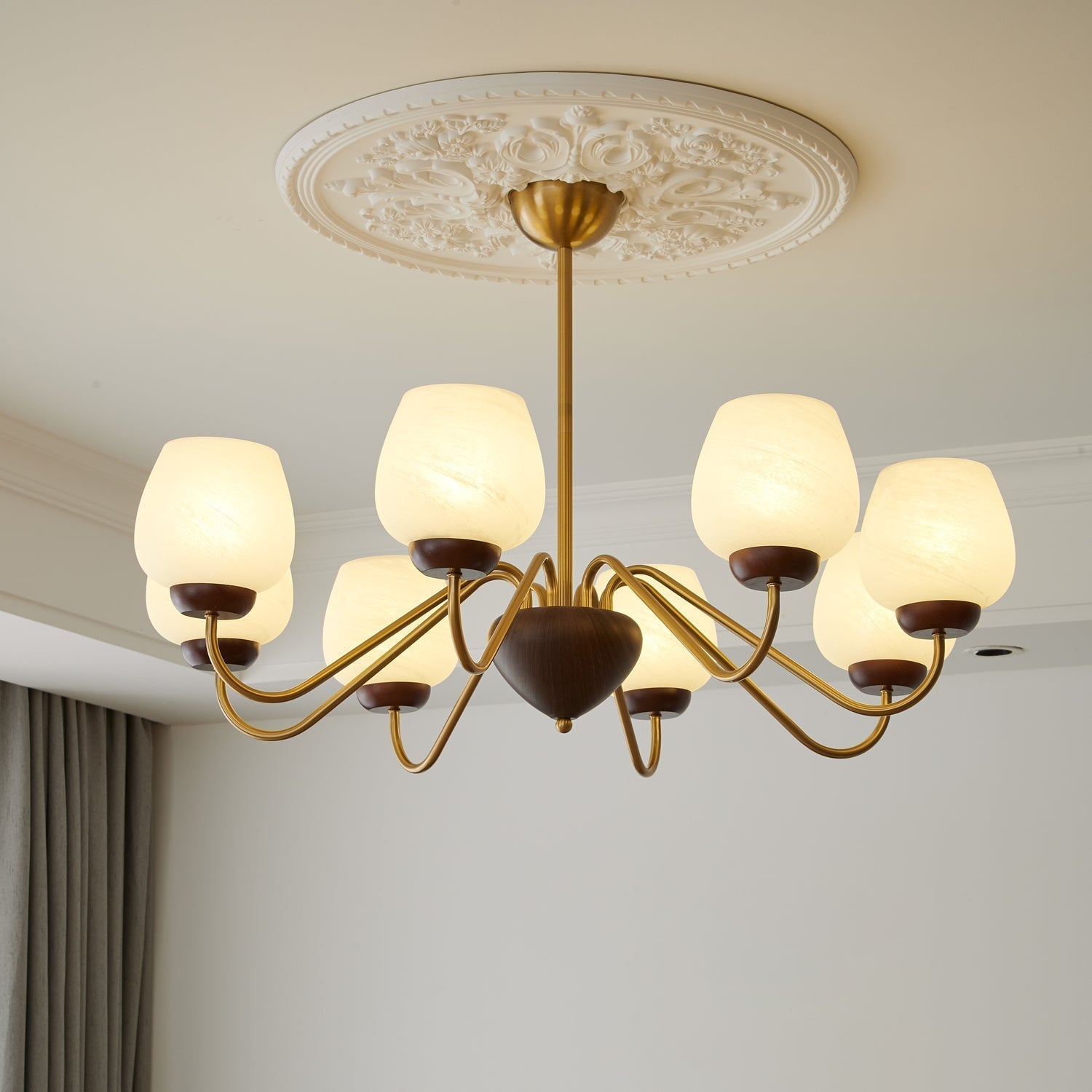 Sytheiel Premium Eleganz Holz Glas Kronleuchter-Letslighting