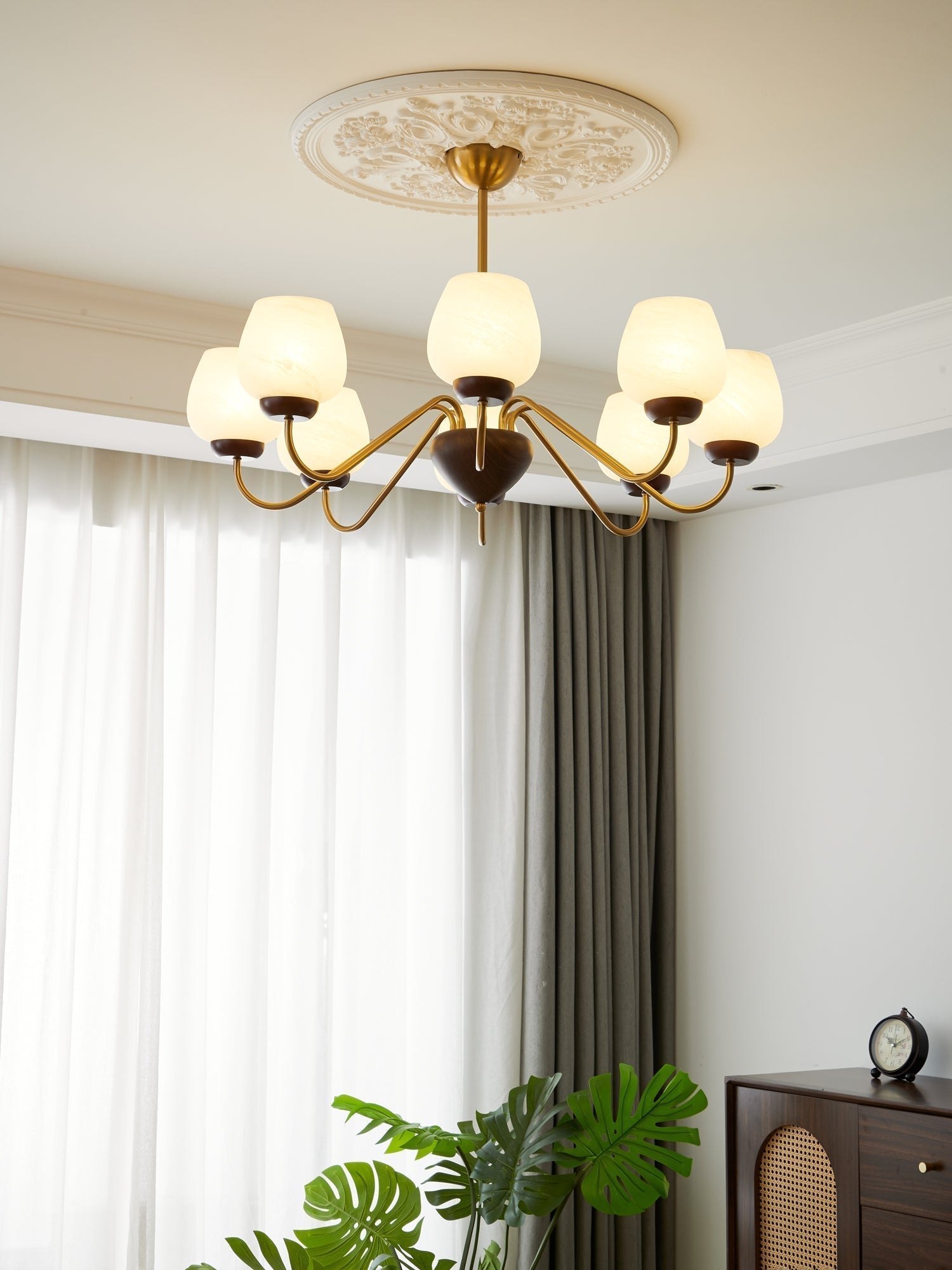 Sytheiel Premium Eleganz Holz Glas Kronleuchter-Letslighting