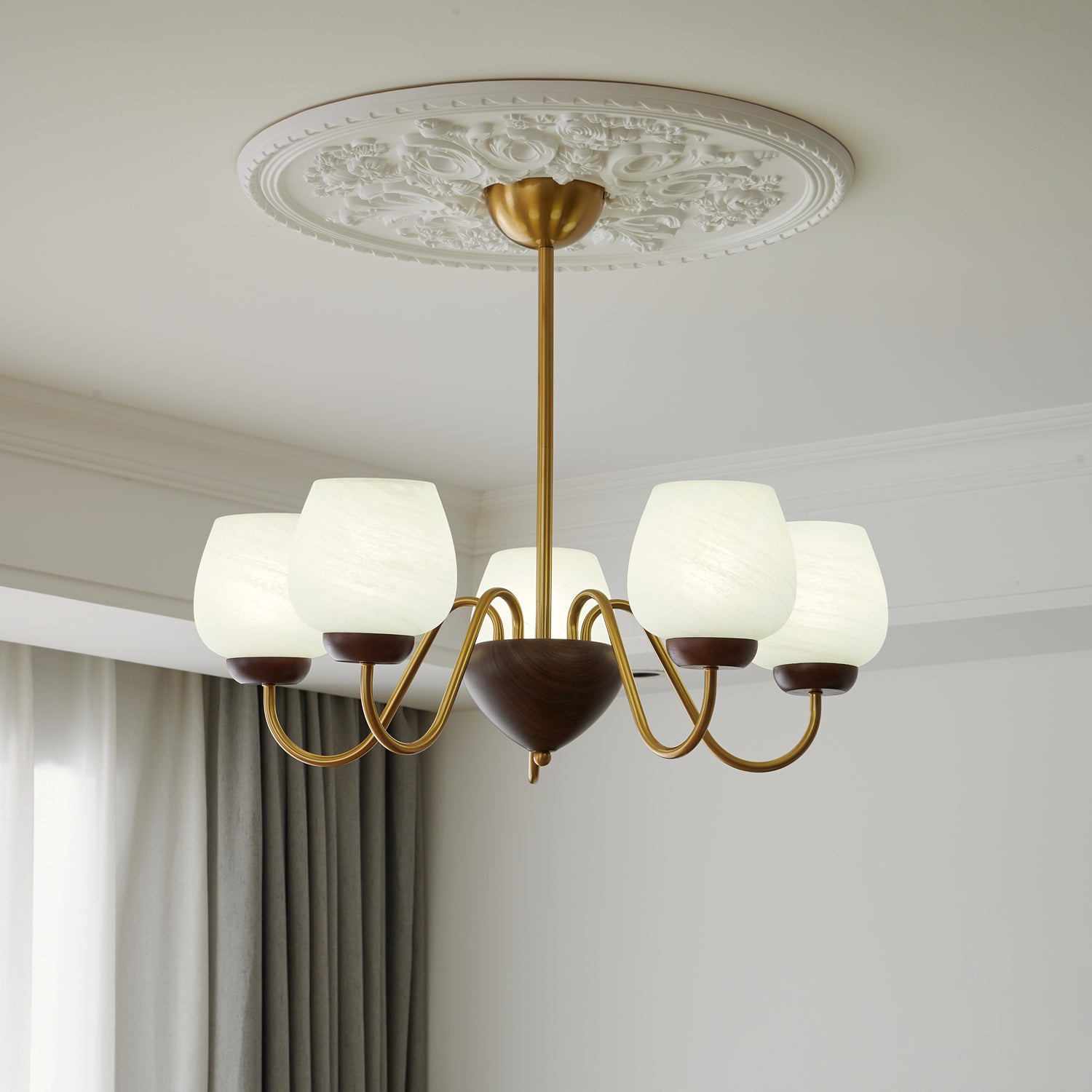 Sytheiel Premium Eleganz Holz Glas Kronleuchter-Letslighting