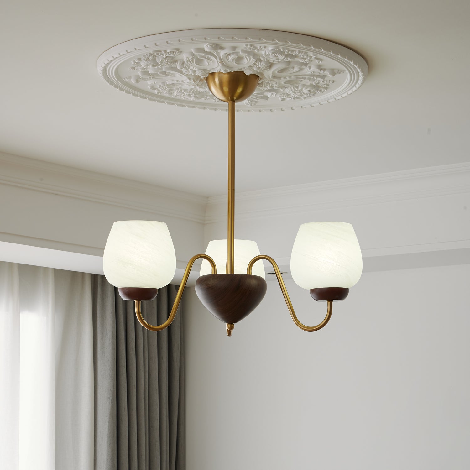 Sytheiel Premium Eleganz Holz Glas Kronleuchter-Letslighting