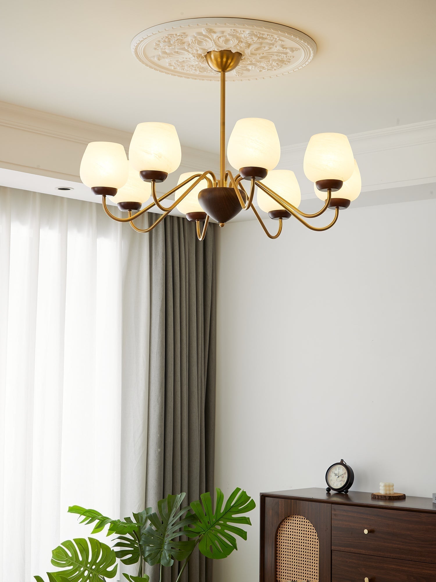 Sytheiel Premium Eleganz Holz Glas Kronleuchter-Letslighting