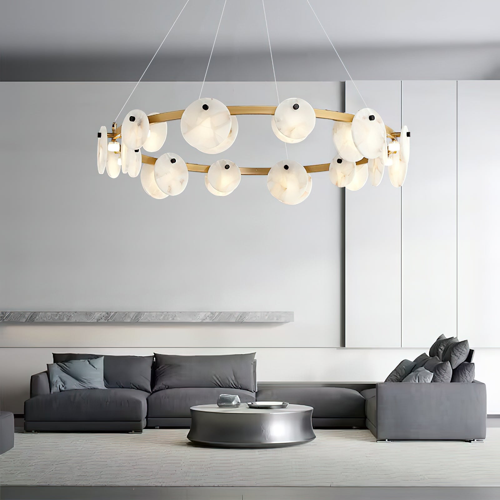 Ostruvys Postmodern Luxury Brass Alabaster Chandelier - Letslighting