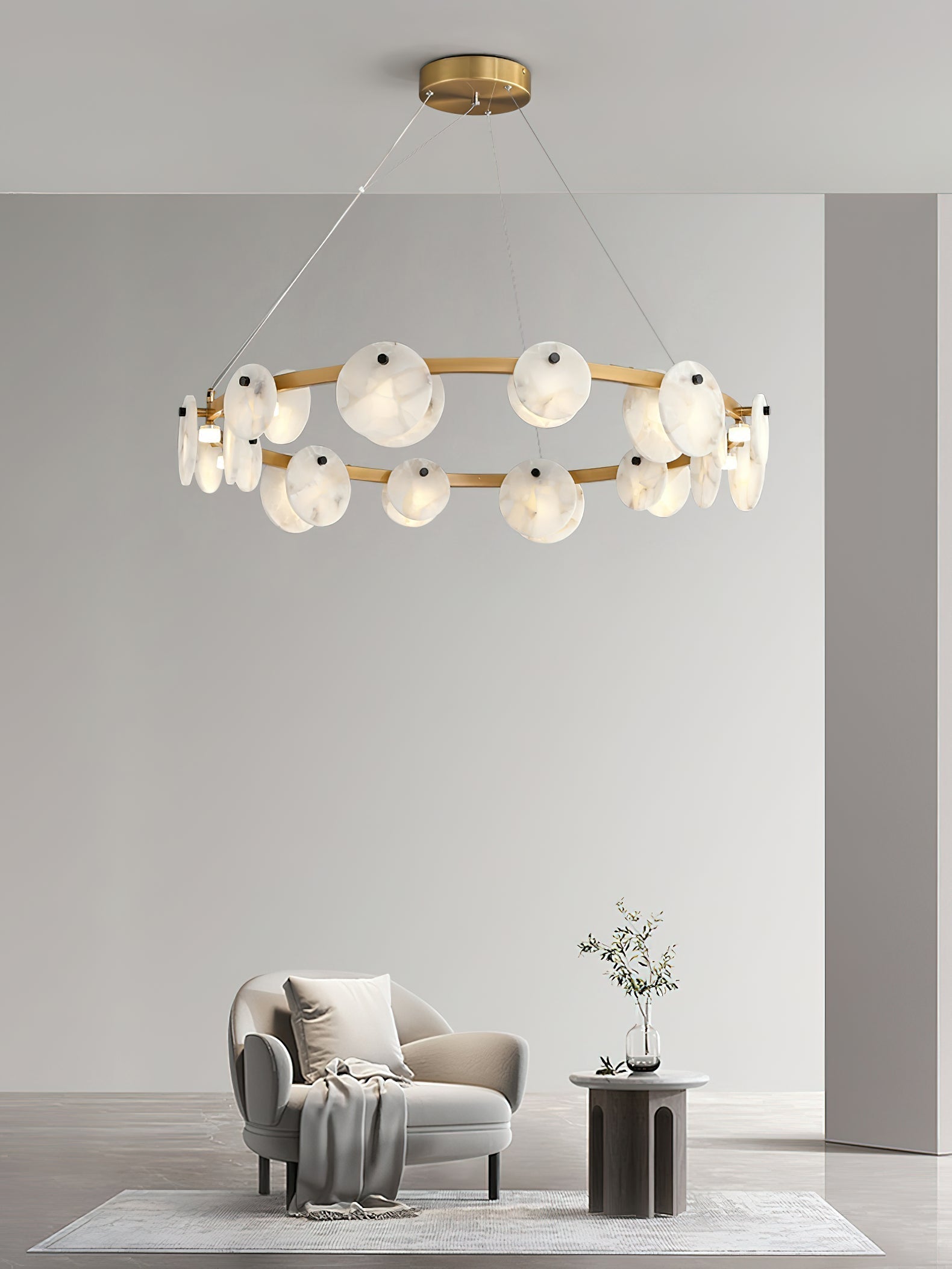 Ostruvys Postmodern Luxury Brass Alabaster Chandelier - Letslighting