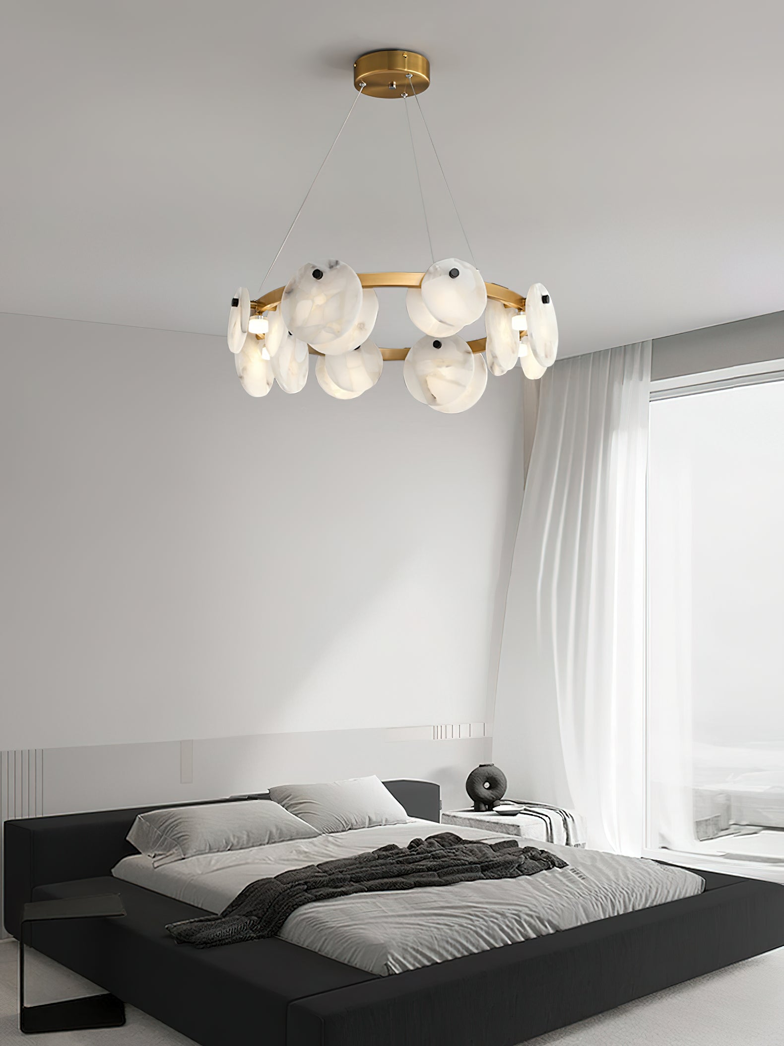 Ostruvys Postmodern Luxury Brass Alabaster Chandelier - Letslighting
