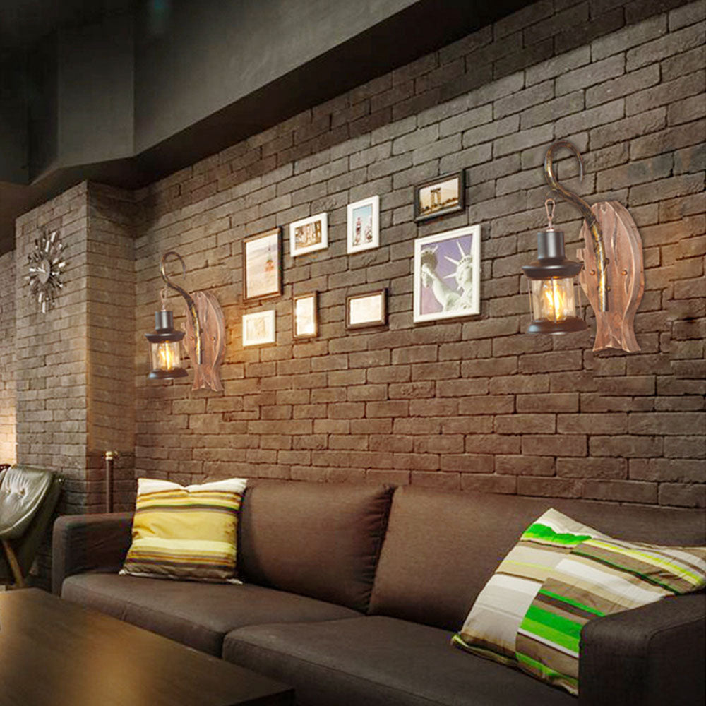 Epoch Modern LED Wandleuchte Schwarz Esszimmer/Schlafzimmer Holz