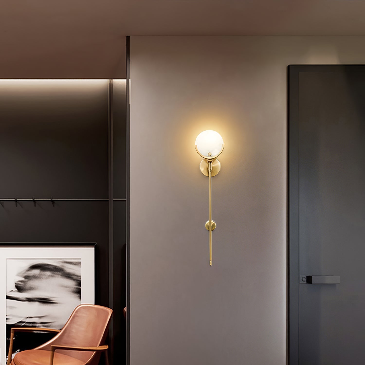 Bravi Wandleuchte aus Messing mit Alabaster