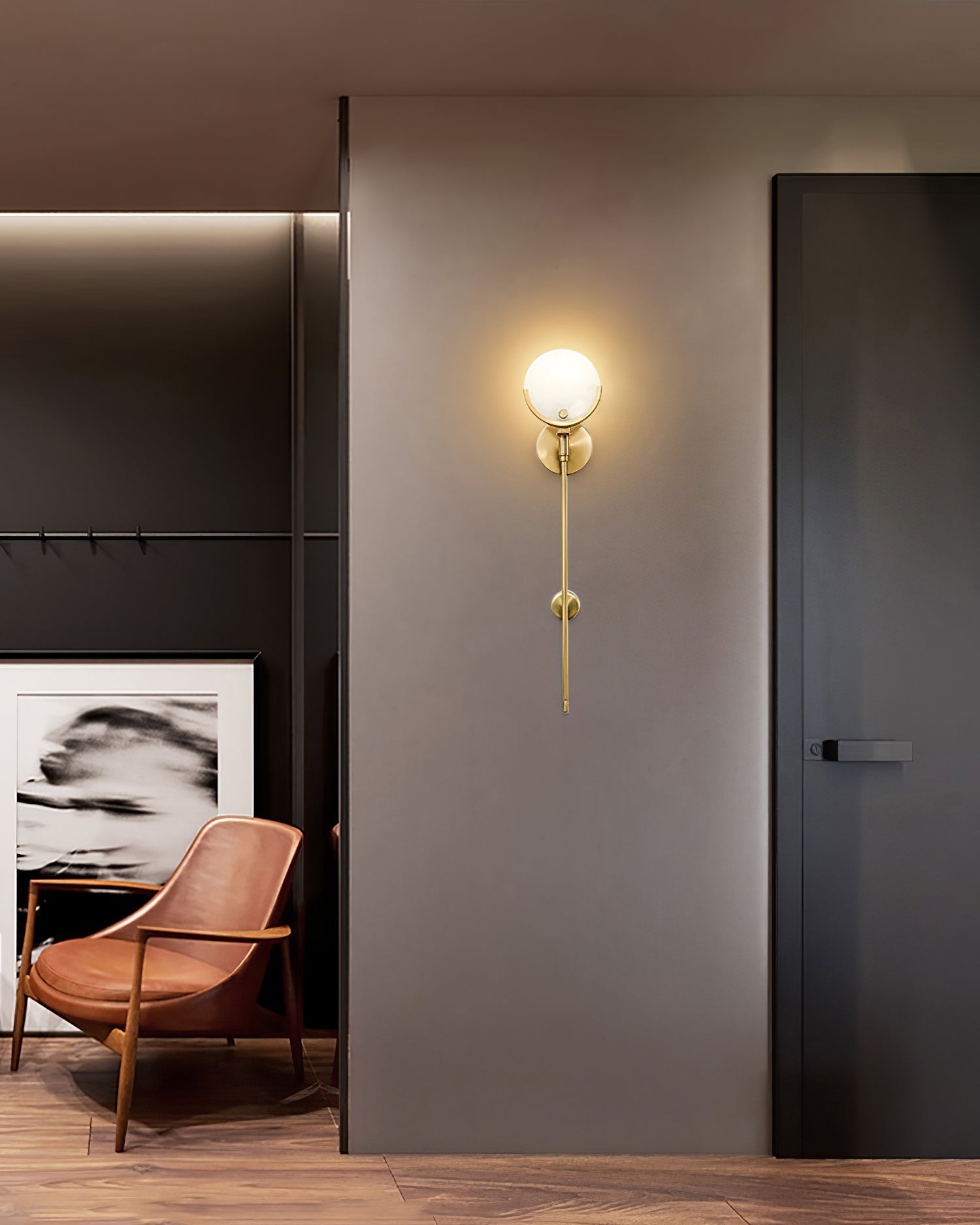 Ljomuvyo Modern Minimalist Brass Alabaster Sconce Wall Lamp - Letslighting