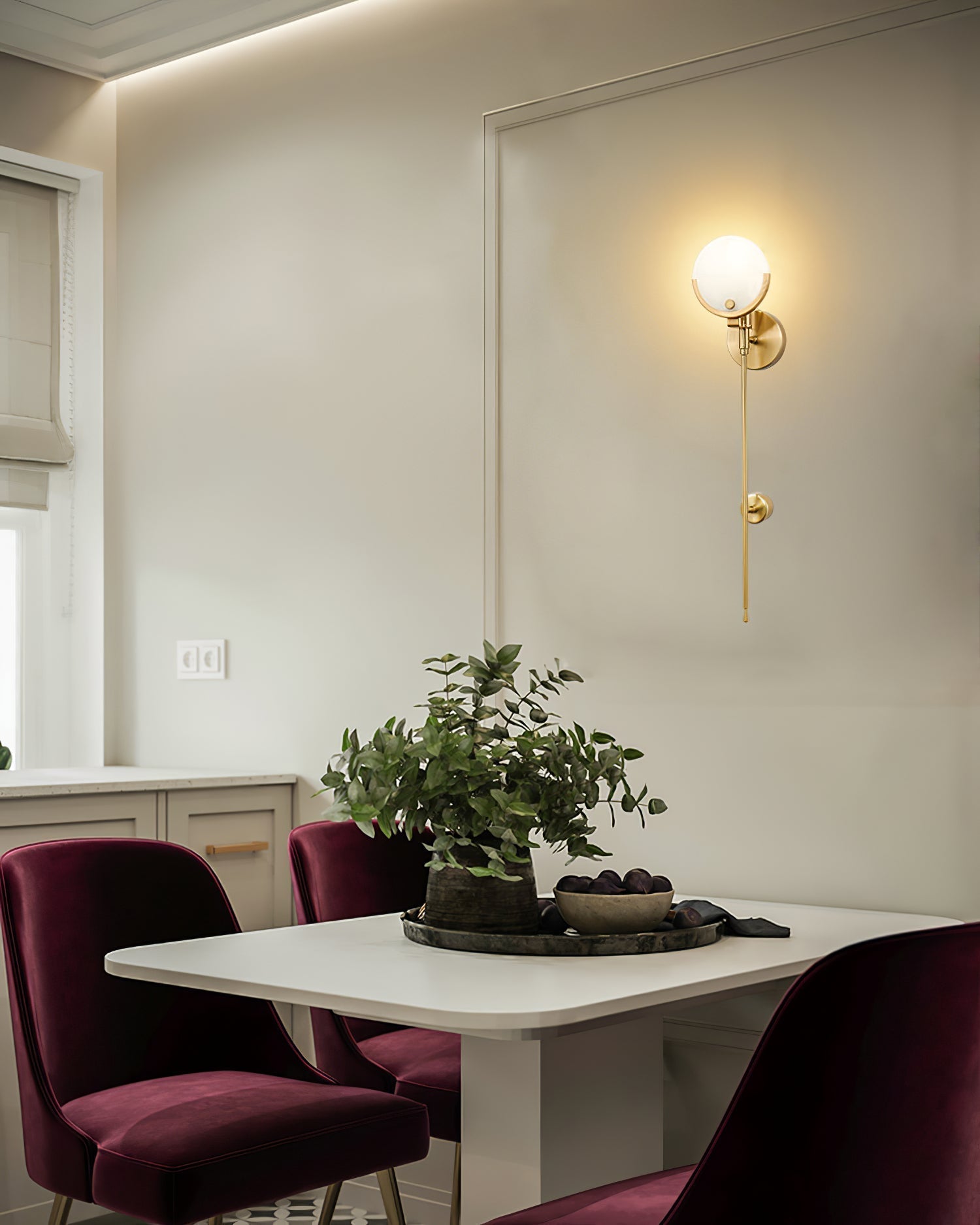 Ljomuvyo Modern Minimalist Brass Alabaster Sconce Wall Lamp - Letslighting