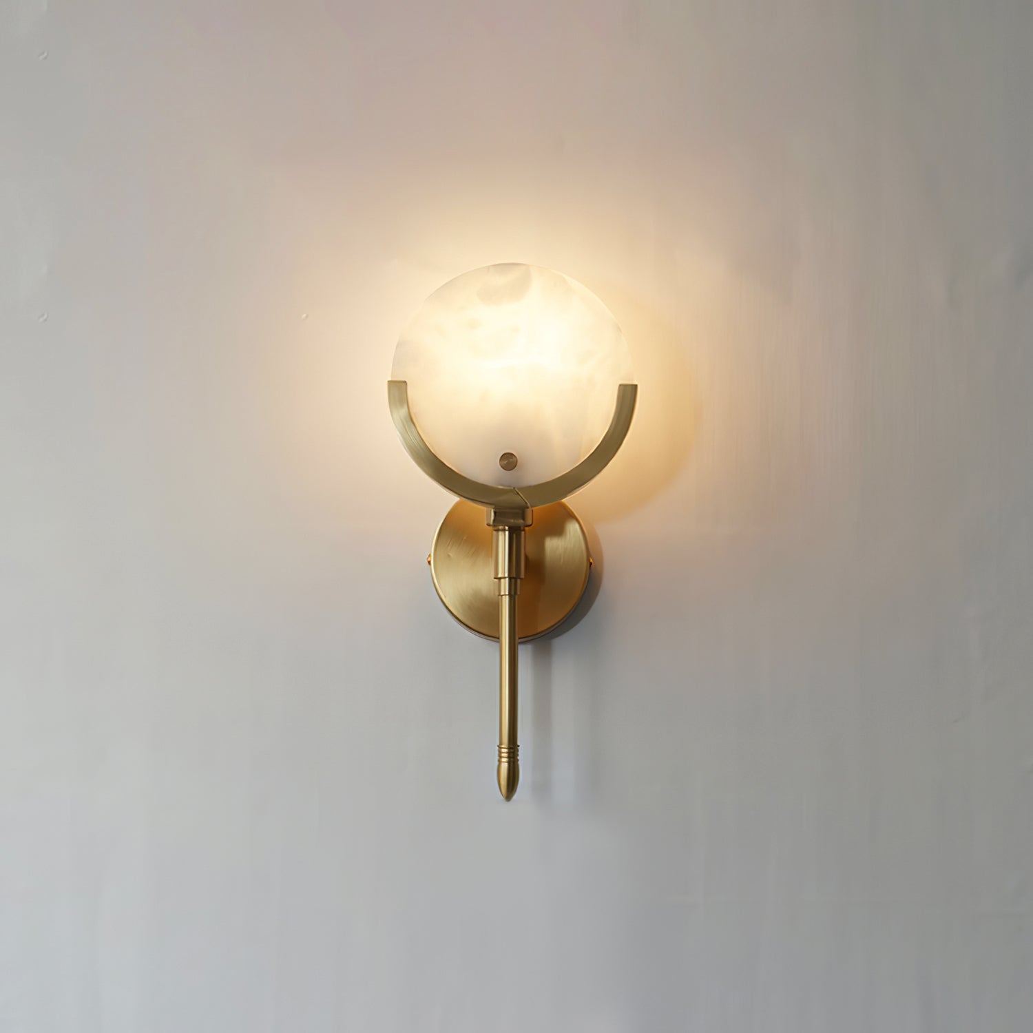 Ljomuvyo Modern Minimalist Brass Alabaster Sconce Wall Lamp - Letslighting