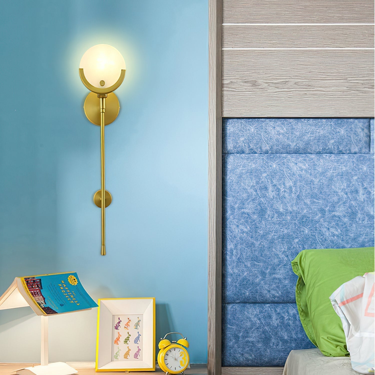 Ljomuvyo Modern Minimalist Brass Alabaster Sconce Wall Lamp - Letslighting