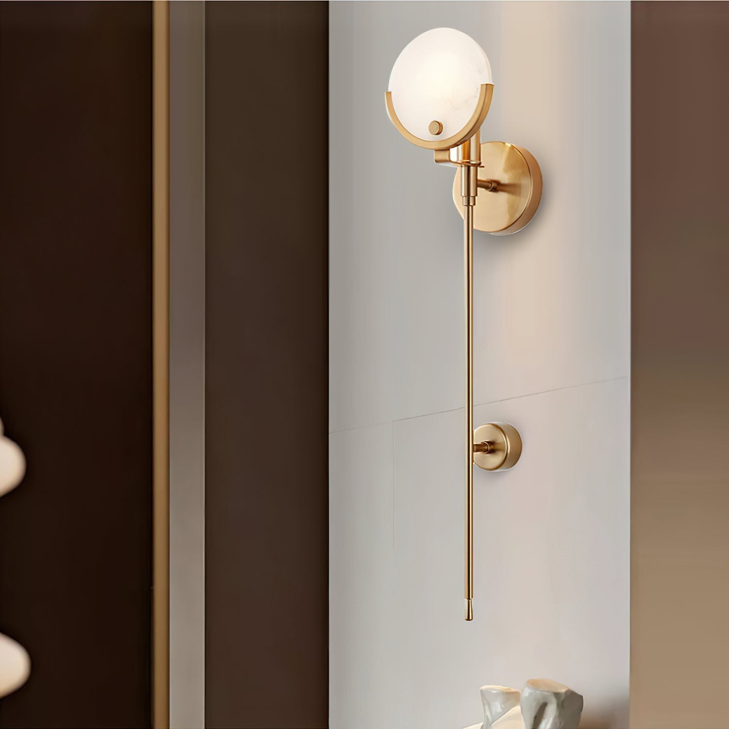 Bravi Wandleuchte aus Messing mit Alabaster