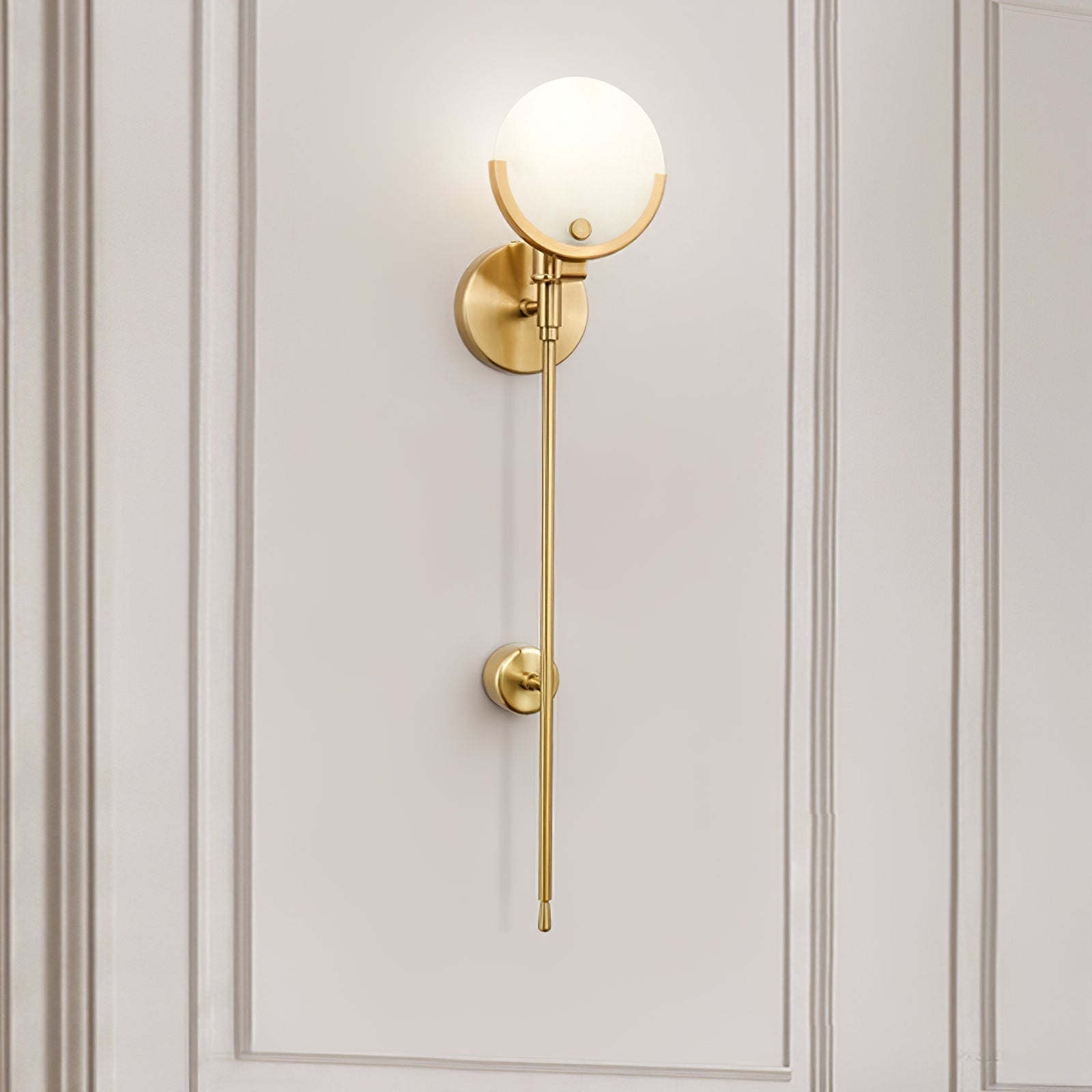 Ljomuvyo Modern Minimalist Brass Alabaster Sconce Wall Lamp - Letslighting