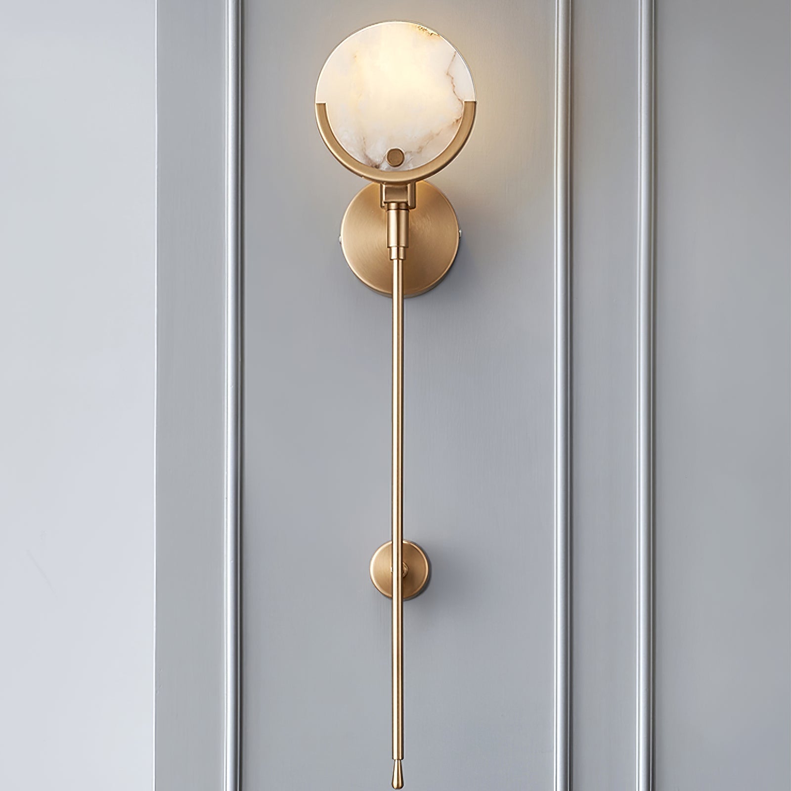 Ljomuvyo Modern Minimalist Brass Alabaster Sconce Wall Lamp - Letslighting