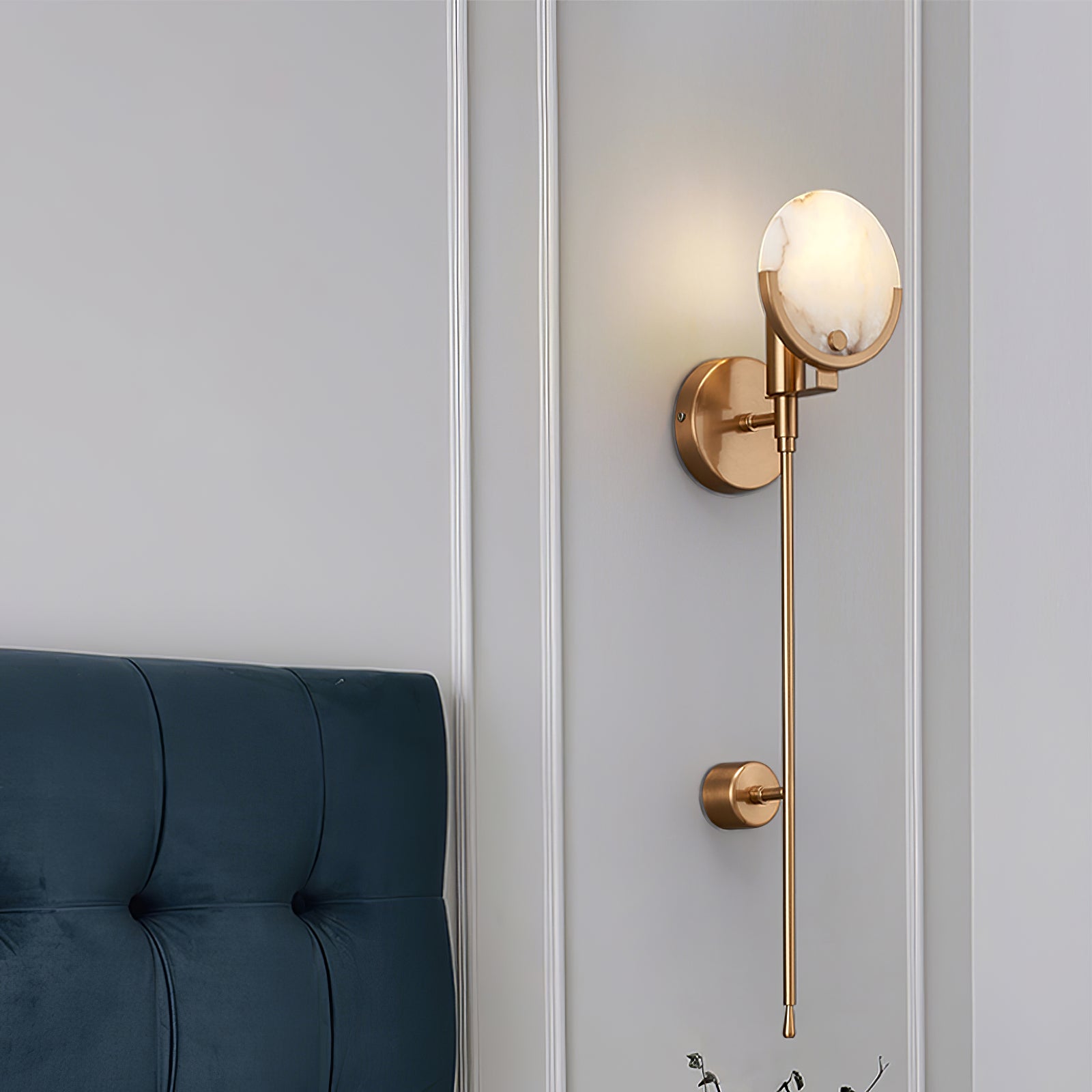Ljomuvyo Modern Minimalist Brass Alabaster Sconce Wall Lamp - Letslighting