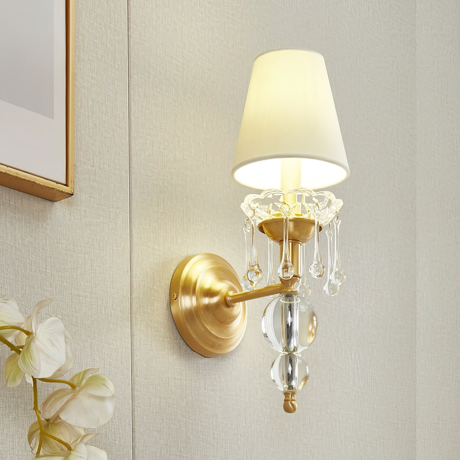 Qvistuvyh Postmoderne Luxus-Wandleuchte aus Stoff und Kristall-Letslighting