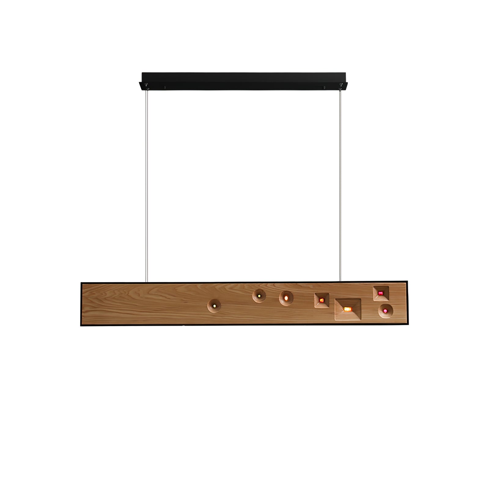 Lustra Lineare Pendelleuchte aus Holz mit Edelsteinen-Letslighting