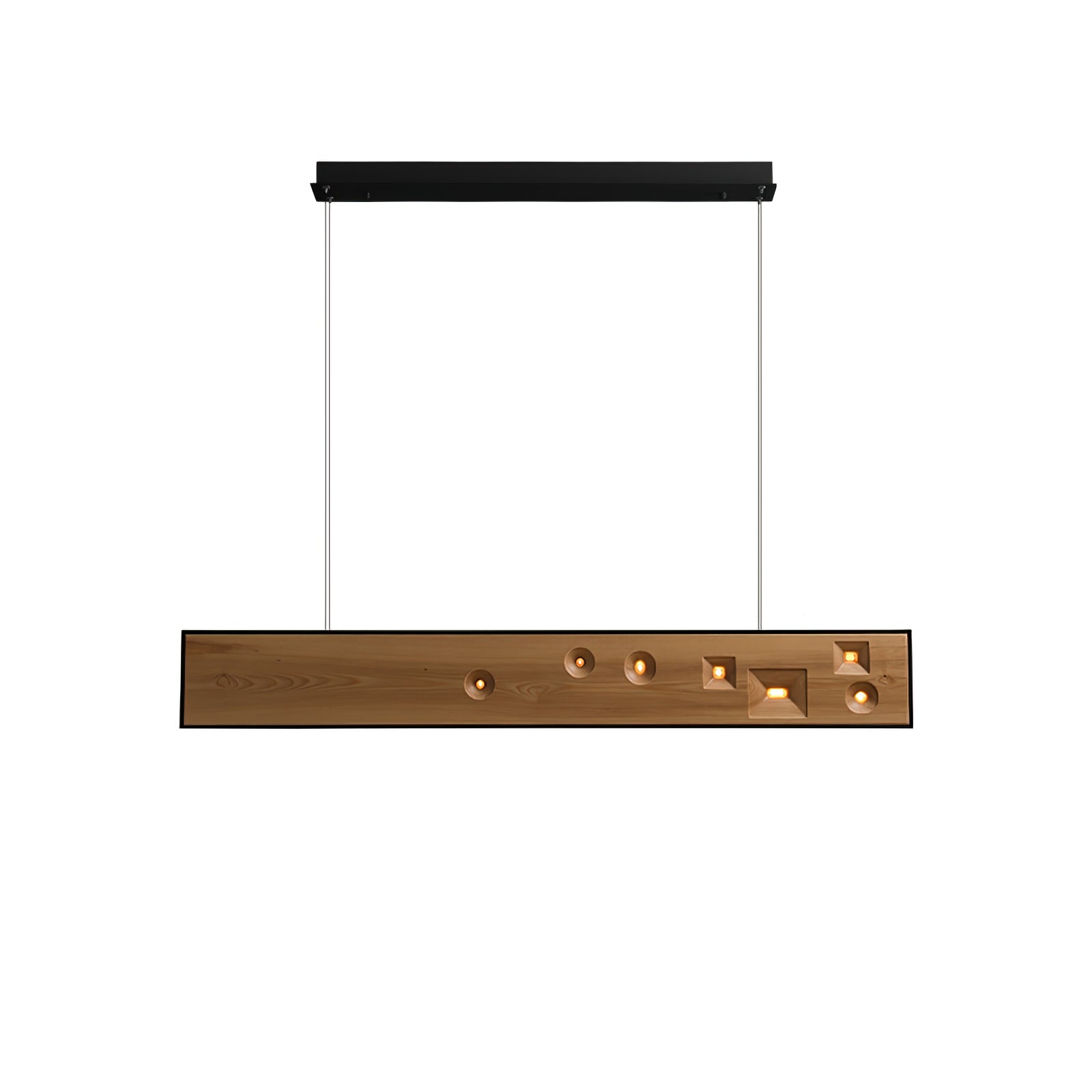 Lustra Lineare Pendelleuchte aus Holz mit Edelsteinen-Letslighting