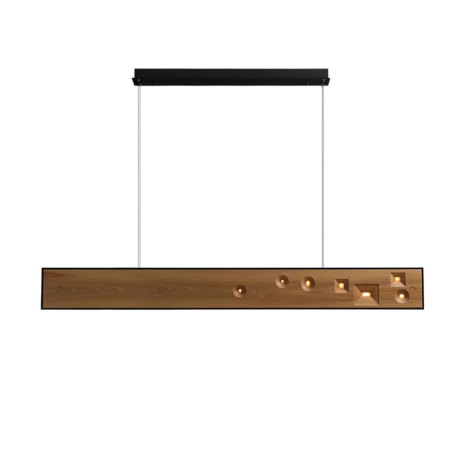 Lustra Lineare Pendelleuchte aus Holz mit Edelsteinen-Letslighting
