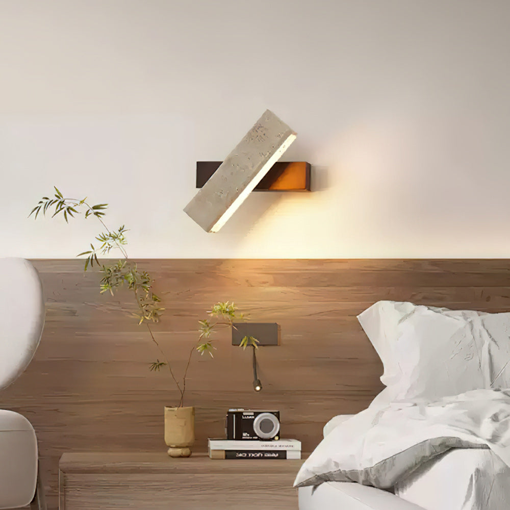 Ostruvyo Modern Minimalist Linear Walnut Travertine Wall Lamp - Letslighting