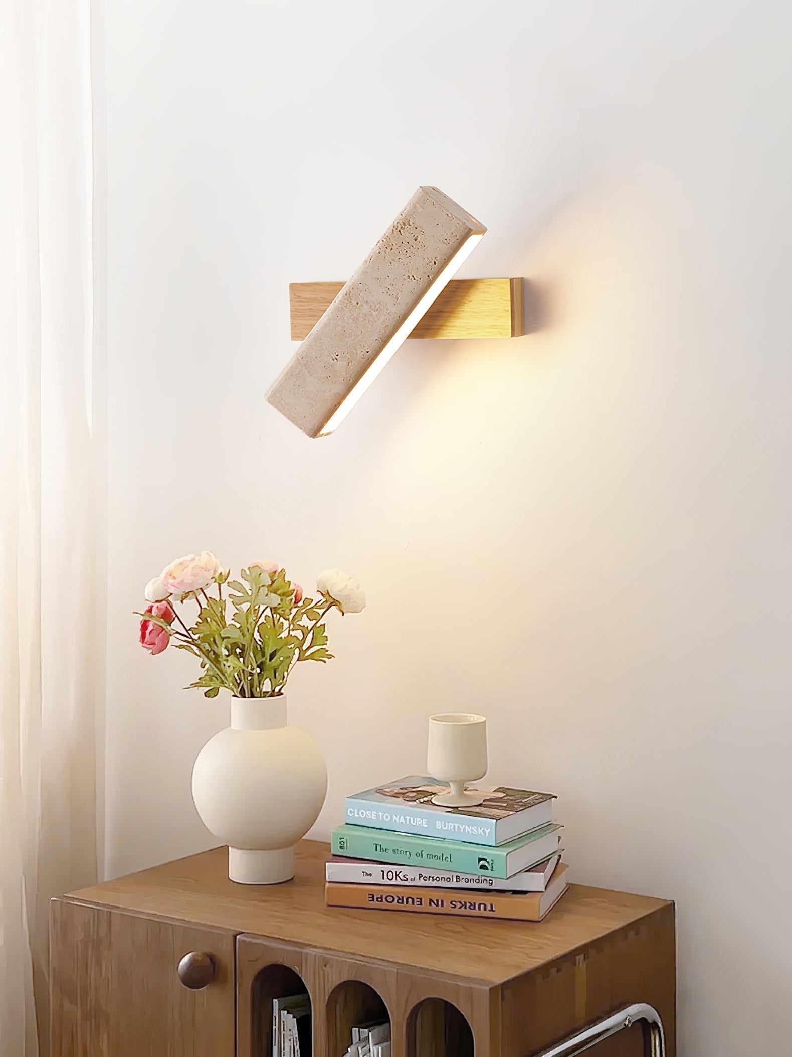 Esorora Rectangular Travertine Wall Light - Blowlighting