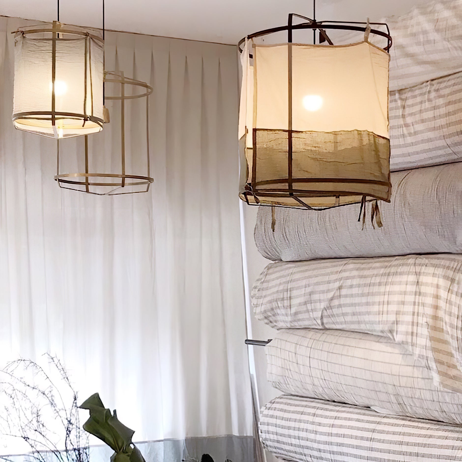 Lustra Pendelleuchte Lampe Bambus Schirm für Wohn Zimmer-Letslighting