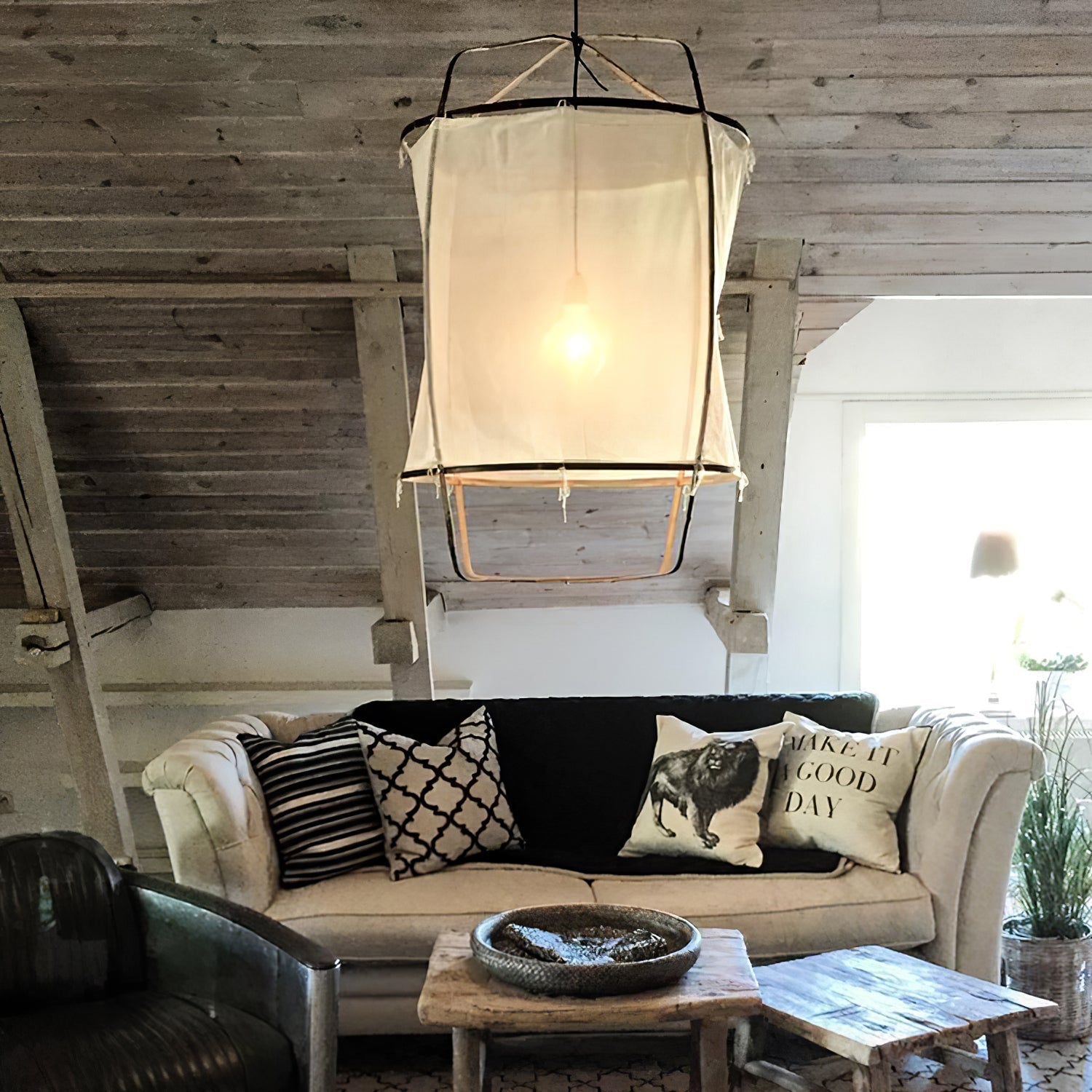 Lustra Pendelleuchte Lampe Bambus Schirm für Wohn Zimmer-Letslighting