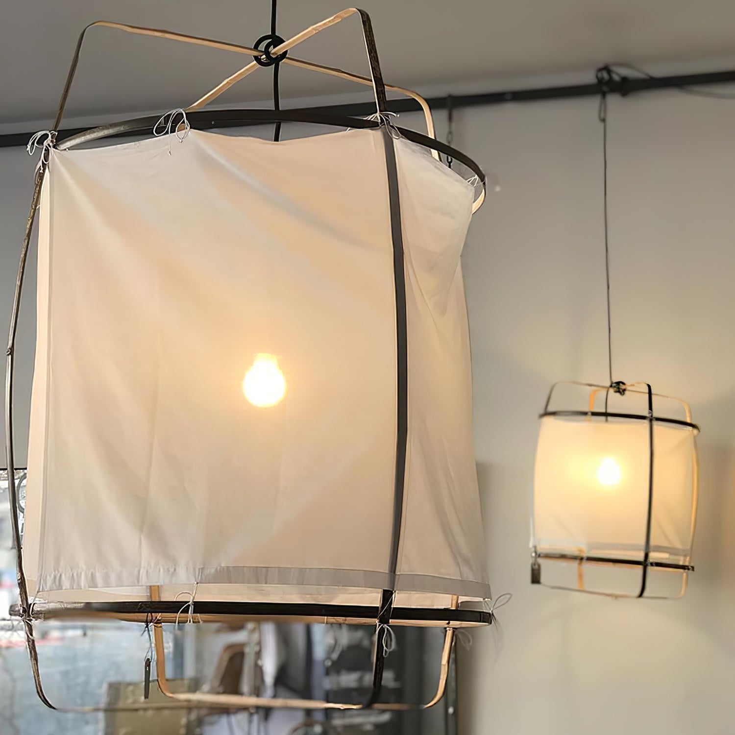 Lustra Pendelleuchte Lampe Bambus Schirm für Wohn Zimmer-Letslighting