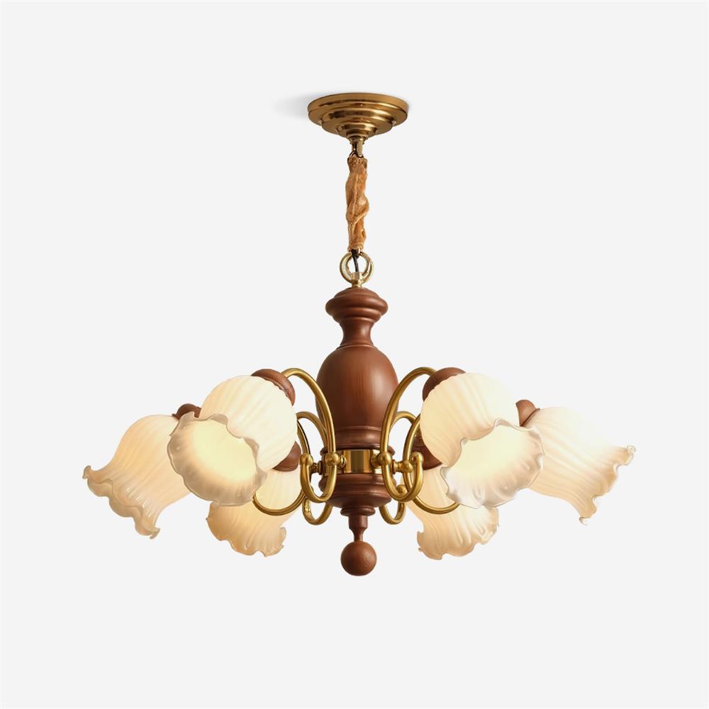 Rowan Vintage Kronleuchter aus Glas und Holz-Letslighting