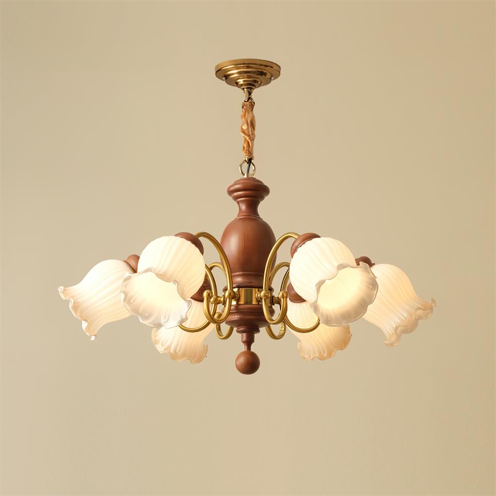 Rowan Vintage Kronleuchter aus Glas und Holz-Letslighting
