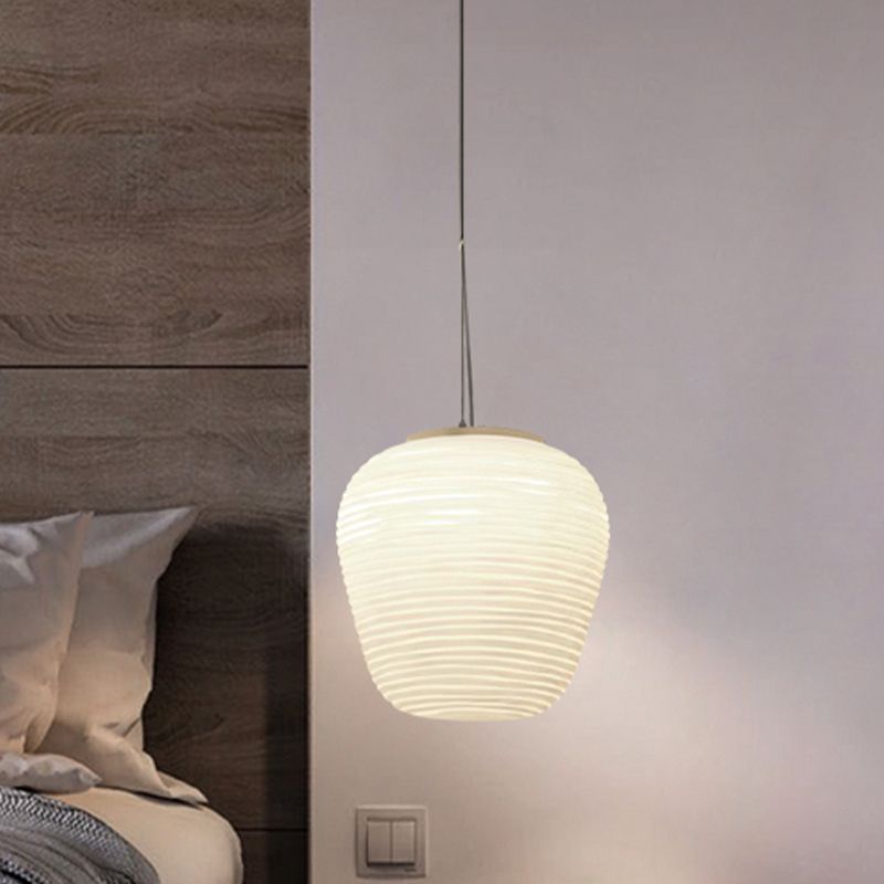 Ritta Designer Einfache LED Pendelleuchte Weiß Schlafzimmer Glas/Metall 3 Größen-Letslighting