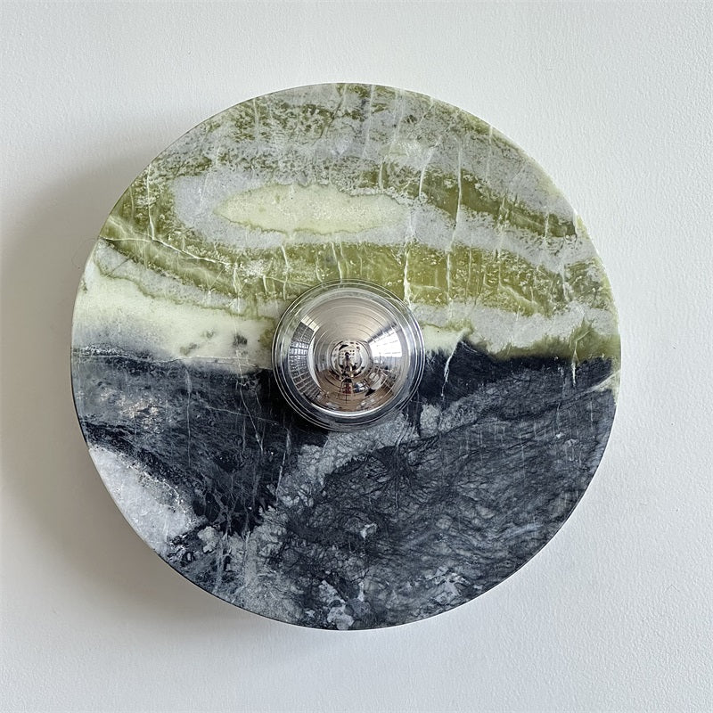 Evvarel Modern Minimalist Green Marble Metal Sconce Wall Lamp - Letslighting