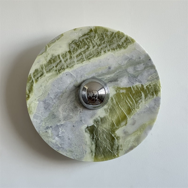 Evvarel Modern Minimalist Green Marble Metal Sconce Wall Lamp - Letslighting