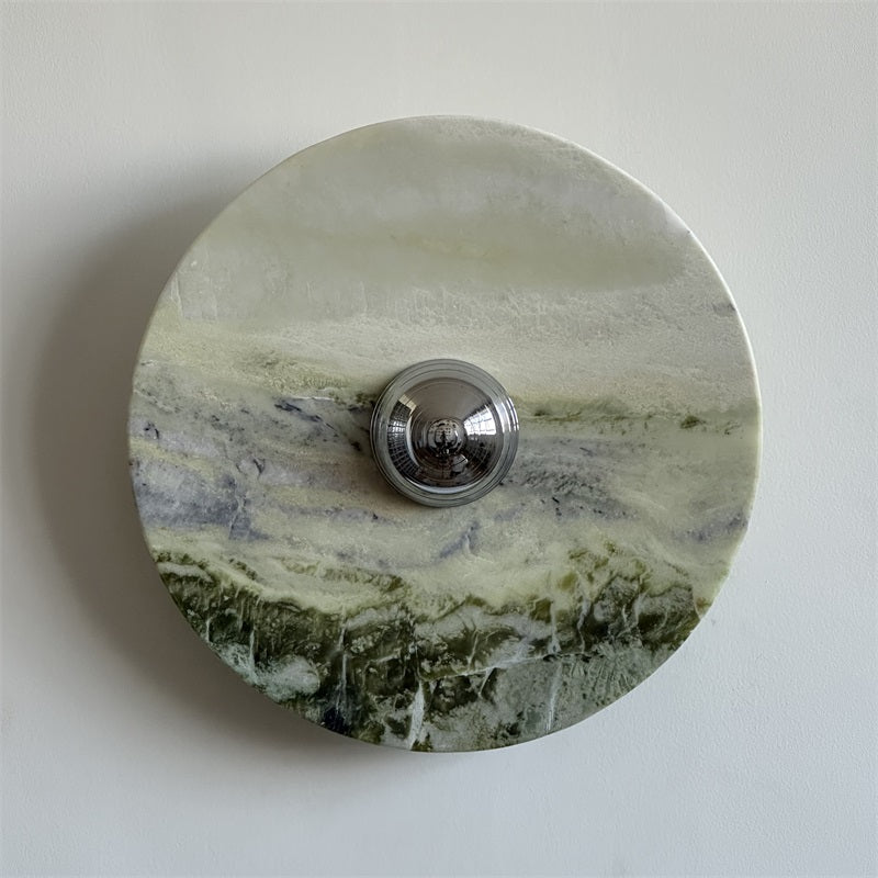 Evvarel Modern Minimalist Green Marble Metal Sconce Wall Lamp - Letslighting