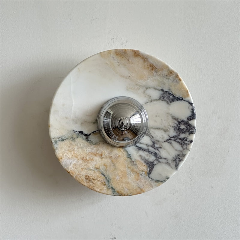 Alba Modern Minimalist Chrome Marble Metal Wall Lamp - Letslighting