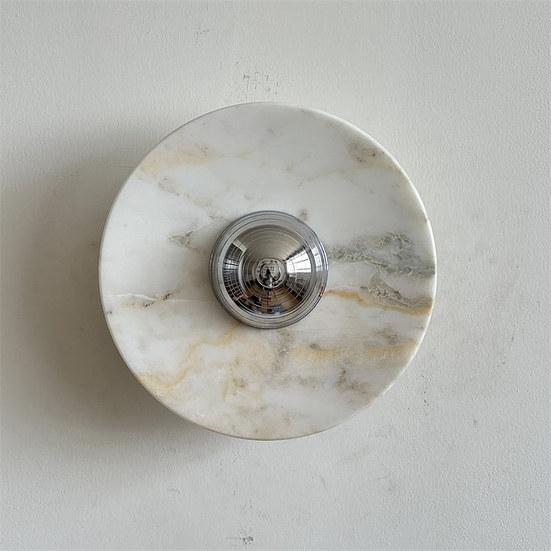 Alba Modern Minimalist Chrome Marble Metal Wall Lamp - Letslighting