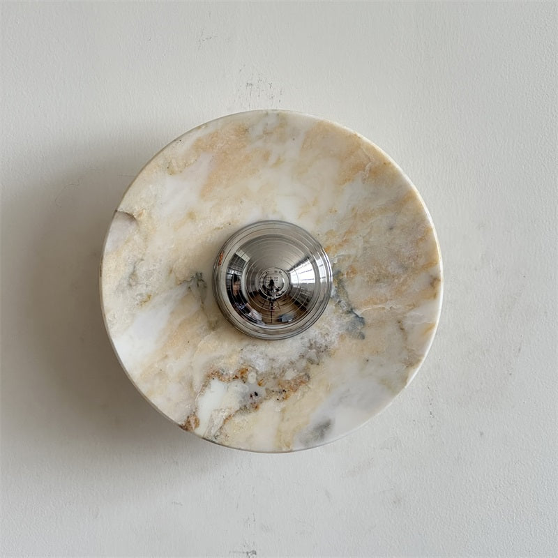 Alba Modern Minimalist Chrome Marble Metal Wall Lamp - Letslighting