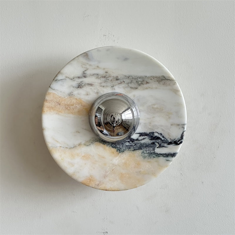Alba Modern Minimalist Chrome Marble Metal Wall Lamp - Letslighting