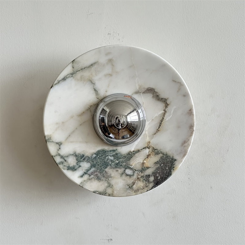 Alba Modern Minimalist Chrome Marble Metal Wall Lamp - Letslighting