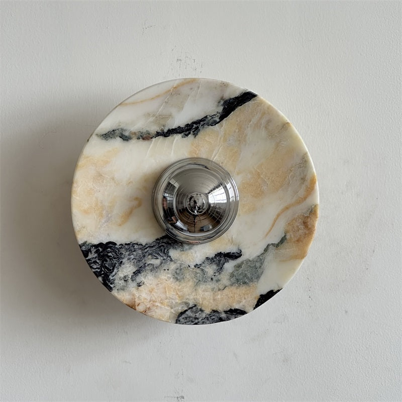 Alba Modern Minimalist Chrome Marble Metal Wall Lamp - Letslighting